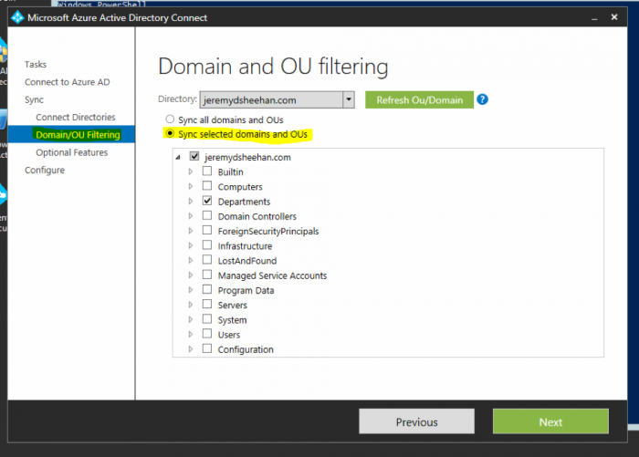 Azure AD domain and OU filtering
