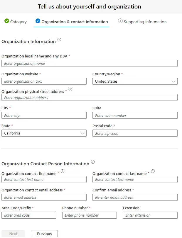 Organization &#x26; contact information