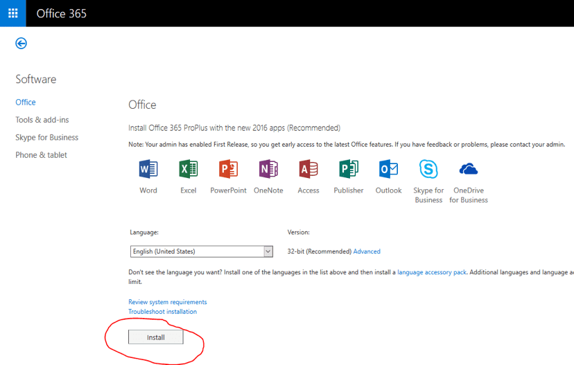 office 365 install proplus