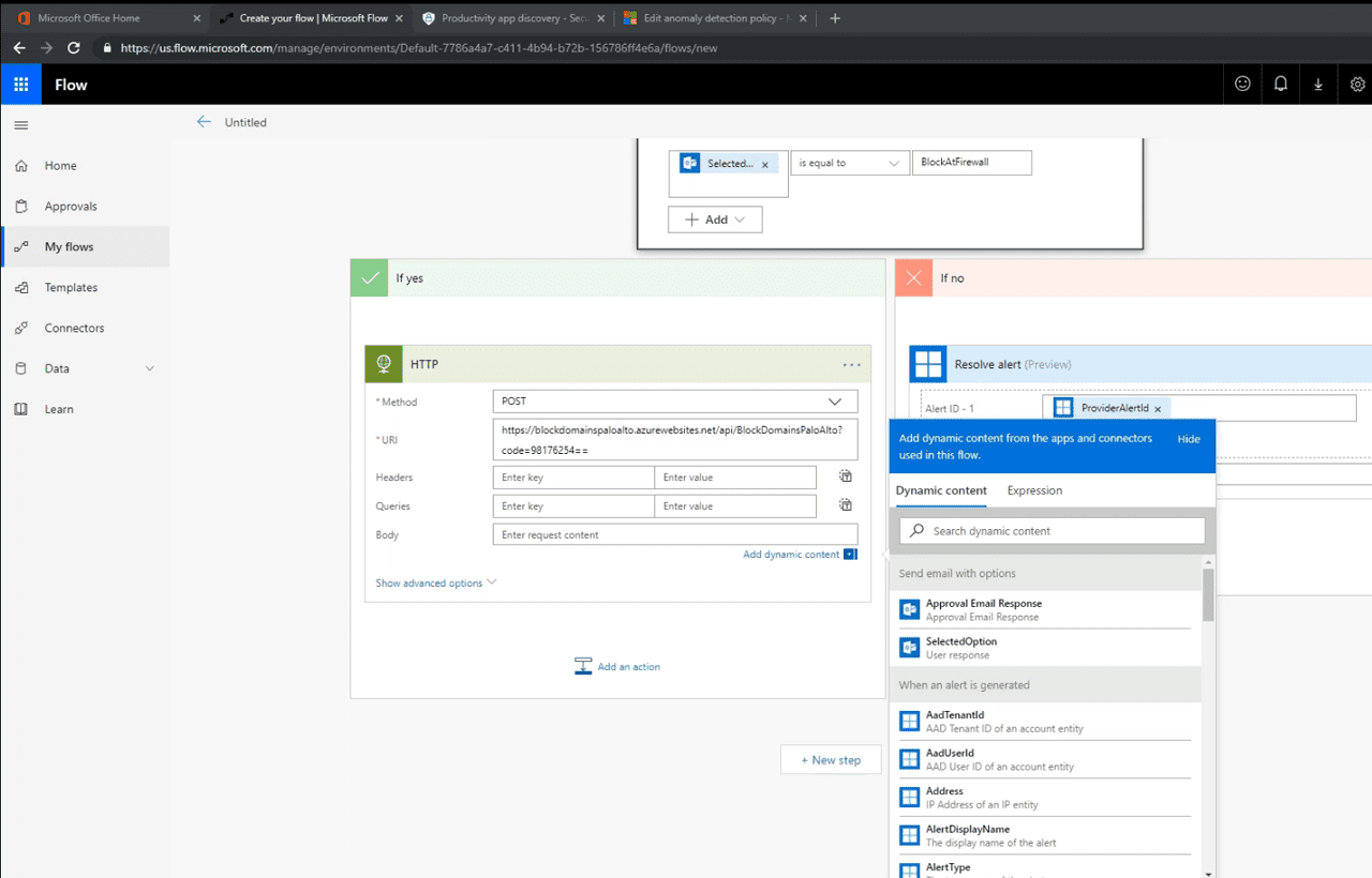 automate security with cloud app security and microsoft flow
