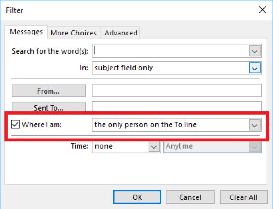 filter view in outlook